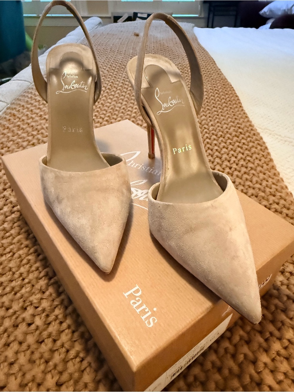 Christian Louboutin Astrid Suede Slingback Pumps - NEVER WORN